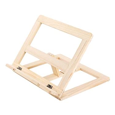 Imagem de Suporte de Livro Madeira com 4 Níveis Ajustáveis Mesa Prato Grampos Página Papel Leve para Exibição Livros Música Lar Es