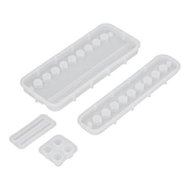 Imagem de 4 moldes de suporte de caneta de silicone para fundição de resina, molde de suporte de lápis de artesanato DIY com fácil desmoldagem para suporte de telefone, organizador de joias e decoração de