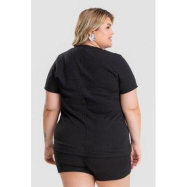 Imagem de Blusa feminina Plus Size em Ribana Santorini Detalhe no Decote - Serena-Feminino