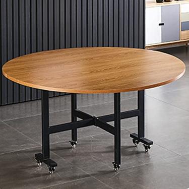 Imagem de U5GAAALPPQ9 Mesa de jantar dobrável de folha de gota, mesa redonda multifuncional, mesa de computador pequena extensível para economizar espaço, mesa de restaurante com rodas universais (cor de