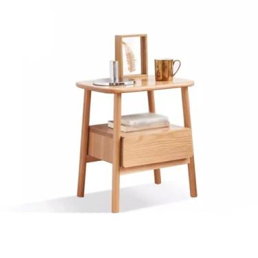 Imagem de ZXLPHA Mesa lateral de sofá, mesa lateral de sofá de madeira maciça, mesa de cabeceira de apartamento pequeno, mesa de canto, mesa quadrada nórdica, mesa de centro pequena para sala de estar