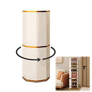 Imagem de Sapateira giratória para sapatos, armário organizador de sapato, suporte para sapatos com porta, armário moderno de armazenamento de sapatos de 3/6/9/12/15 níveis com prateleiras, suporte de botas