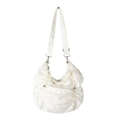 Imagem de NLAIOUSL Bolsa de ombro delicada de nylon com pregas exclusivas e espaçosa bolsa transversal interna alça ajustável para mulheres