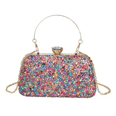 Imagem de NLAIOUSL Bolsa feminina de strass multicolorida, brilhante, para noite, para jantar, adequada para casamentos, festas e datas, Estilo 02