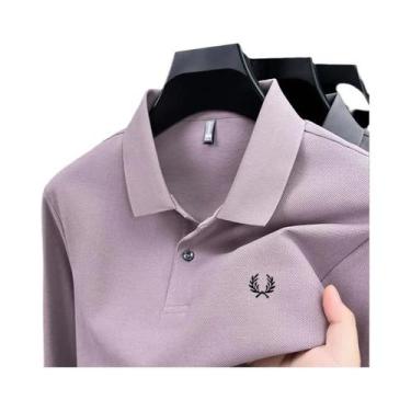 Imagem de Camisa Polo Masculina De Algodão De Alta Qualidade Com Manga Longa Mod