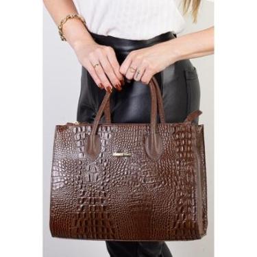 Imagem de Bolsa de couro croco estruturada Valéria-Feminino