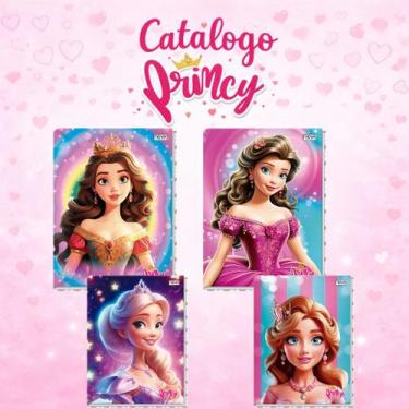 Imagem de Kit 4 Caderno Brochura 1/4 Capa Dura Princy 96 Folhas Menina - Nova Ca