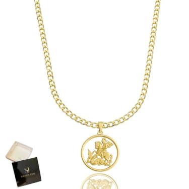 Imagem de Corrente Gurme Com 3mm Banho A Ouro 24K + Varias Variações De Pingente!! (PINGENTE SÃO JORGE)