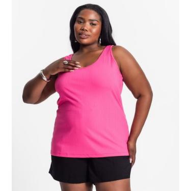 Imagem de Regata Plus Size Em Ribana Canelada Secret Glam Rosa, Plus G3, Rosa