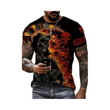 Imagem de Camiseta Masculina Com Estampa De Caveira De Terror, Gola Redonda Resp