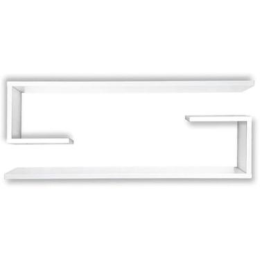 Imagem de Kit 2 Nichos de Parede em MDF, Branco, 60x20x15 cm, Acabamento Fosco, Montagem na Parede, Estilo Moderno, para Sala, Quarto e Escritório (Branco)