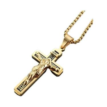 Imagem de Colar Com Pingente De Cruz De Jesus Estilo Hip Hop Masculino, Joia Da 