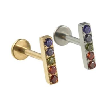 Imagem de Piercing De Titânio Com Zircônia, Base Plana, Para Lóbulo, Hélice, Tra