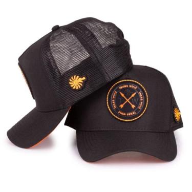 Imagem de Boné Telinha Truker Country Texas Wind Varias Cores, Preto, Laranja
