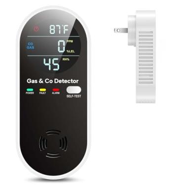Imagem de Detector de vazamento de gás natural melhorado 4 em 1 e detectores de monóxido de carbono, sensor duplo, detector de vazamento de gás e detectores de monóxido de carbono (temperatura e umidade) para