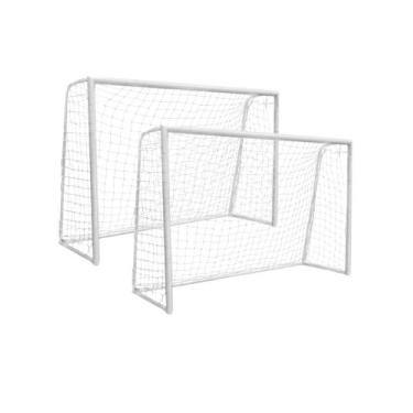 Imagem de Par Trave De Futsal 3x2 Recuo Inteiro C/rede Tdaço