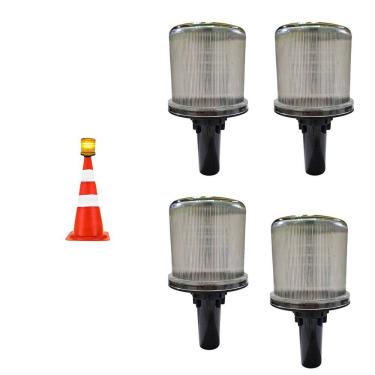 Imagem de Sinalizador Solar Viario Kit 4 Uni Sinalizaçao Estrada Alerta Rodovia Transito Cone Rodovia Obra Emergencia
