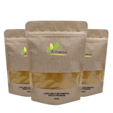 Imagem de Kit 3 Cúrcuma Com Pimenta Preta em Pó Premium 250g