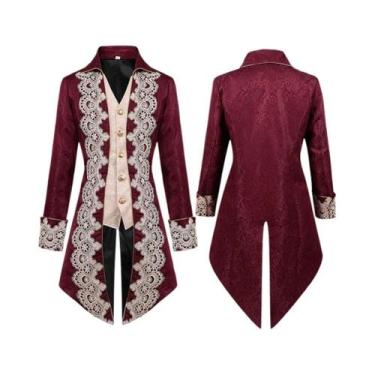 Imagem de Casaco Vitoriano Masculino Estilo Pirata Steampunk, Jaqueta Medieval P