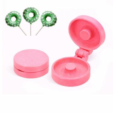 Imagem de Conjunto de 2 unidades de prensa de molde de bolo de donut, máquina de fazer pop de bolo ABS, cortador e empurrador de bolo circular, kit de moldes de assar para festas, casamentos, fazer sobremesas