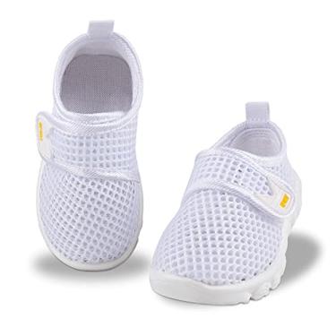 Imagem de Baby First Walking Shoes tamanho 4 infantil, infantil, meninos, meninas, respirável, leve, antiderrapante, sola macia, velcro sem cadarço, tênis casual para caminhada, 2 - Branco, 22