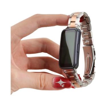 Imagem de Pulseira De Aço Inoxidável Para Huawei Band 10 9 8 NFC, Bracelete De S