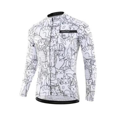 Imagem de Camisa De Ciclismo De Manga Longa Para Homens E Mulheres, Branca E Pre
