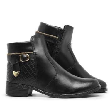 Imagem de Bota Femina Montaria Coturno Dz Salto Baixo Cano Curto Ziper Leve Conforto 207-Feminino