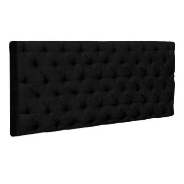 Imagem de Cabeceira Painel Cristal para Cama Box Casal 1,60 m Suede Preto 1402 -
