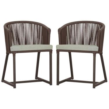 Imagem de 2 Cadeiras De Jantar Noronha Marrom Corda Náutica E3 Trama Marrom