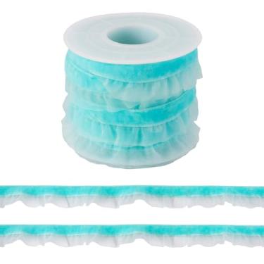 Imagem de Fita elástica de organza de veludo de 5 metros, fitas de acabamento de renda de um lado, fitas de tecido de renda com borda recortada, fitas de babados reunidas para embrulho de presente, costura