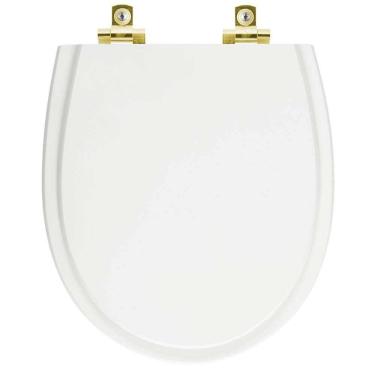 Imagem de Assento Sanitário Soft Close Polo Branco Para Vaso Hervy Com Ferragem Dourada