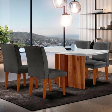 Imagem de Mesa Olimpia 120 Mdf Canto Reto Com 4 Cadeiras Grecia