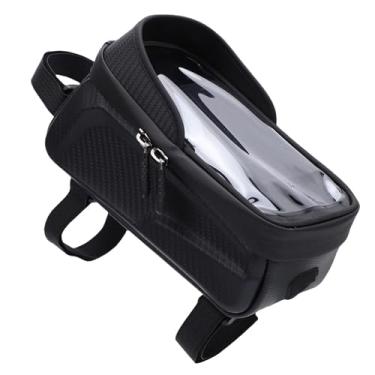 Imagem de Fockety Bolsa para Quadro de Bicicleta, Bolsa Impermeável para Suporte de Telefone para Mountain Bike Com Capa de Chuva, Filme TPU Com Tela Sensível Ao Toque, para óculos de Sol (Preta 1L)