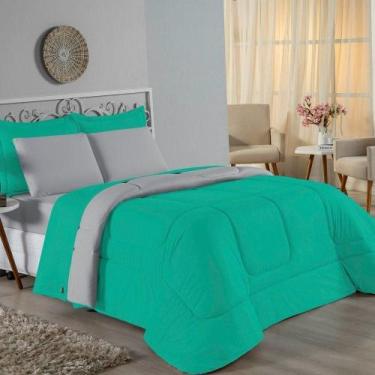 Imagem de Kit Edredom Dupla Face + Jogo De Lençol Solteiro Nobre 5 Peças Malha 1