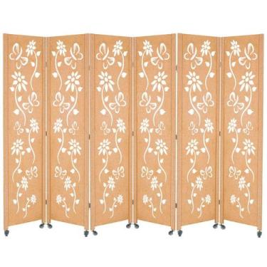 Imagem de 6 Biombo Sanfonado Com Rodinhas E Dobradiças Folha Painel Mdf Cru Divi