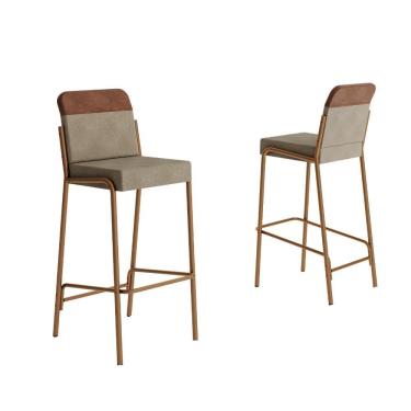 Imagem de Kit 2 Banquetas Altas Duo Carraro Areia E Rosê