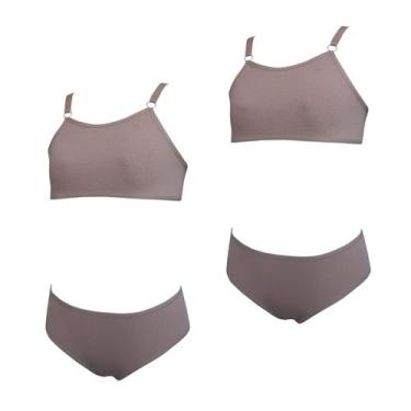 Imagem de Kit 2 Conjunto Top e Calcinha Infantil Sem Bojo Tamanho:GGCor:Bege - O
