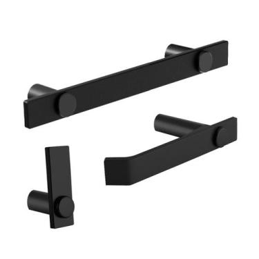 Imagem de Kit De Acessórios Para Banheiro Aço Inox Preto Fosco 2030PM Patmos - G