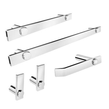 Imagem de Kit De Acessórios Para Banheiro Aço Inox 2070PM Patmos - Grego Metal, 