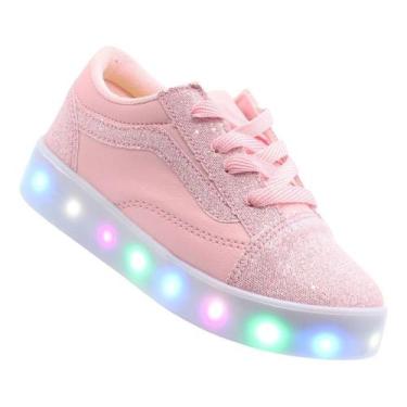 Imagem de Tenis de Criança com Luz Brilha Acende Pisca Rosa Infantil Feminino Me