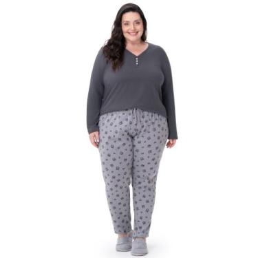 Imagem de Pijama Manga Longa em Algodão Plus Size Estampa Urso Zee Rucci, G1