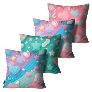 Imagem de Kit com 4 Capas de Almofadas Mdecore Infantil 45x45, Doces Coloridos