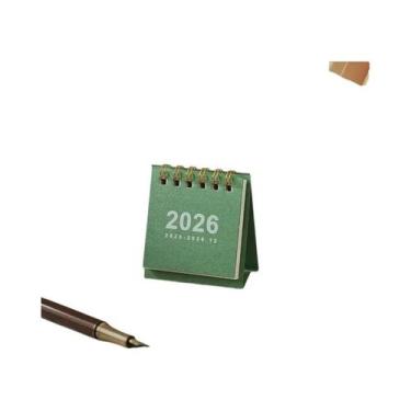 Imagem de Calendário De Mesa Mini Portátil Em Cores Sólidas, Estilo Casual, Orna