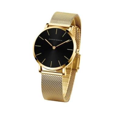 Imagem de Relógio De Quartzo Feminino Em Ouro Rosa Com Pulseira De Malha De Aço 