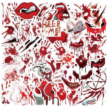 Imagem de Adesivos Reds Bloodys Horors Halloweens impermeáveis 48 unidades - yiw