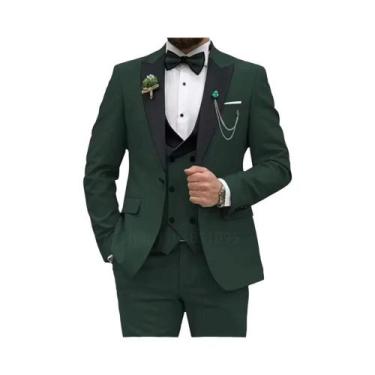 Imagem de Terno Slim Fit Rosa Vermelho De 3 Peças Para Homens, Blazer De Botões 