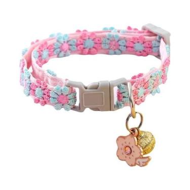 Imagem de Coleira Colorida De Renda Com Flor Para Gatos E Cães, Joia Com Sino, C
