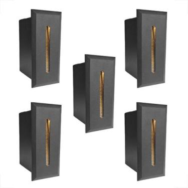 Imagem de Kit 5 Balizador Parede Escada Risk Embutido Led 3000K Bet49 - Acende A