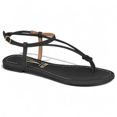 Imagem de Sandalia Rasteira Vizzano Feminina Casual Tiras Macia Leve, Preto, 35